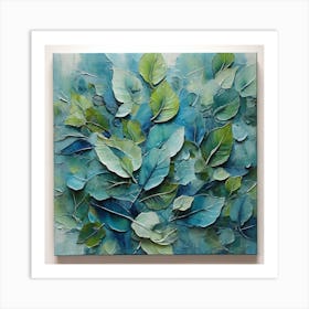 Fan of green-blue transparent leaves 2 Art Print