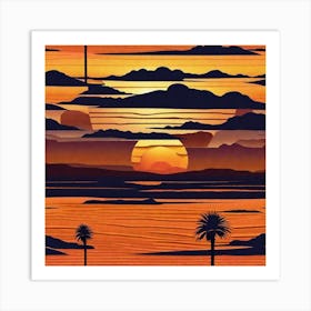 Sunset At The Beach 87 Art Print