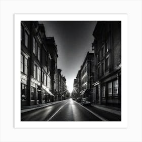 City Street In Black And White Art Print