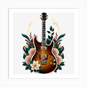 Electric Guitar With Roses 8 Art Print