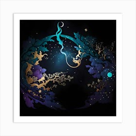 Moon And Stars Art Print