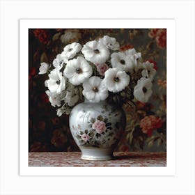 White Flowers In A Vase Art Print