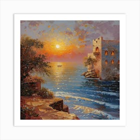 Sunset At The Castle Oman Poster