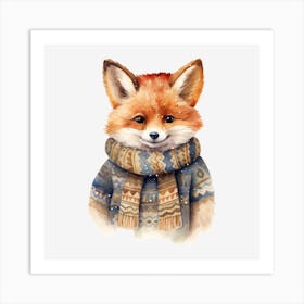 Fox In Scarf 2 Art Print