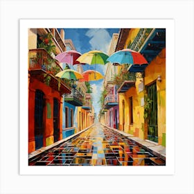 Umbrellas In The Rain 4 Art Print