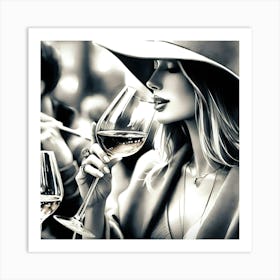 Woman Drinking Wine 5 Art Print