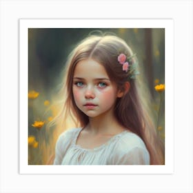 Little Girl In The Field Art Print