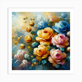 Colorful Roses oil painting abstract painting art 5 Art Print