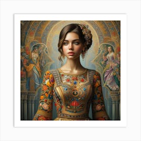 Woman In An Ornate Dress Art Print