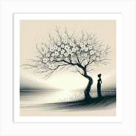 Woman Under A Tree Art Print