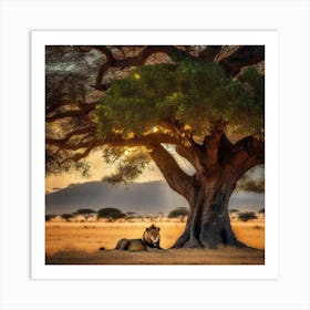 Lion Under The Tree 28 Art Print