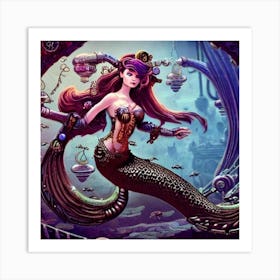 Steampunk Mermaid 4 Art Print