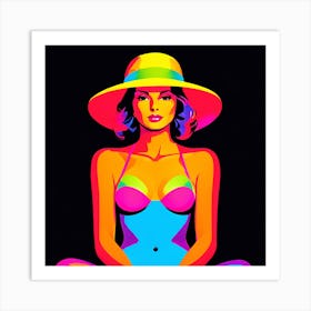 Abstract Retro Bikini Woman Art Print