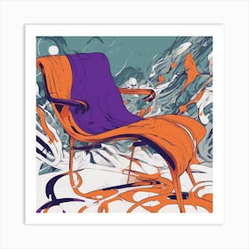 Drew Illustration Of Scream On Chair In Bright Colors, Vector Ilustracije, In The Style Of Dark Navy (3) Art Print