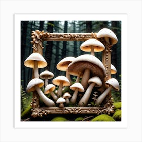 Mushrooms In A Frame 7 Art Print