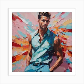 Man In Blue Shirt Art Print