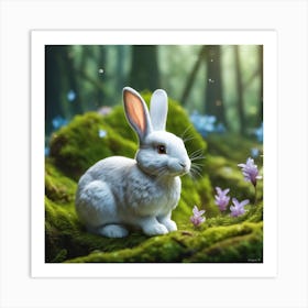 White Rabbit In The Forest 2 Art Print