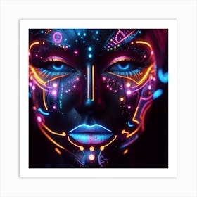 Neon Face Art Art Print