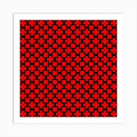 Pattern Red Black Texture Cross 1 Art Print