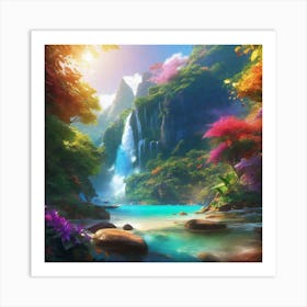 Waterfall In The Jungle 30 Art Print