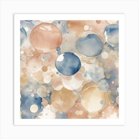 Watercolour style bubbles texture, neutral Art Print