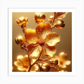 Golden Cherry Blossoms Art Print