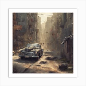 Old Car In The City Art Print