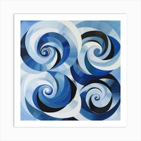 Blue Spirals Art Print