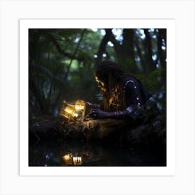 Woman In The Forest Art Print