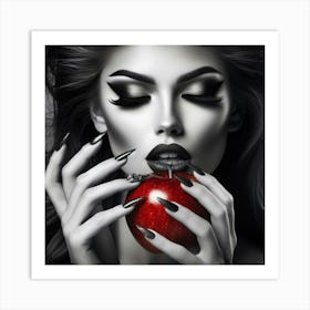 Sexy Woman With Red Apple Art Print