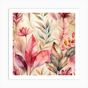 Watercolor Floral Pattern 10 Art Print