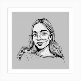 Portrait Of A Woman With Glasses 1 Art Print