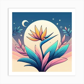 Flower of Bird of Paradise, Vector art 2 Art Print