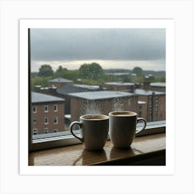 Two Coffee Cups On A Window Sill 2 Art Print