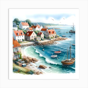 Seaside Village Art Print