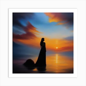 Woman At Sunset Art Print