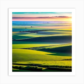 Sunset Over Fields Art Print