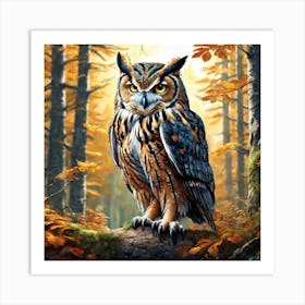 Owl In The Forest 220 Art Print