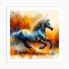 Portrait Of A Horse In Playful Mood 1 Drip Painting Style Art Print