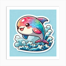 Cute Dolphin Sticker 1 Art Print