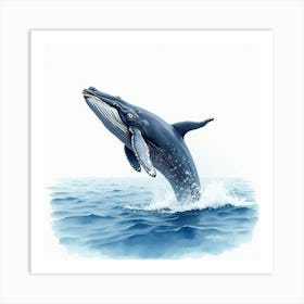 Humpback Whale Jumping Art Print