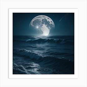 Full Moon Over The Ocean Art Print