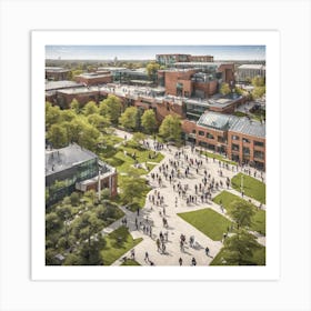 Aerial View Of A Campus Art Print