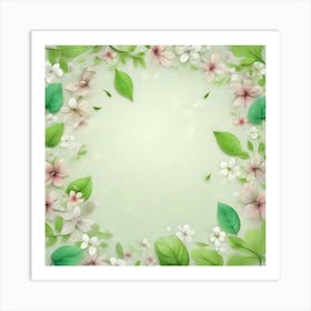 Spring Frame With Flowers Art Print