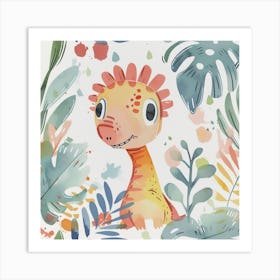 Cute Muted Pasteldilophosaurus Dinosaur  1 Art Print