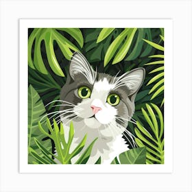 Cat In The Jungle 17 Art Print