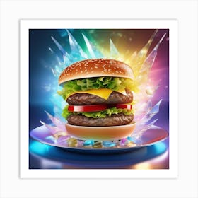 Hamburger On Plate 2 Art Print