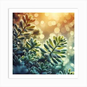 Branch with snow Art Print