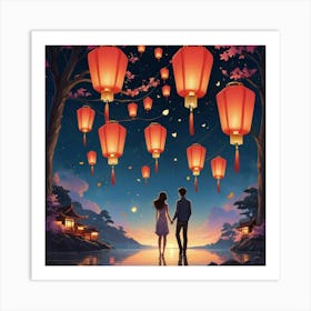 Default Wish Lanterns For Love Art 1 Art Print