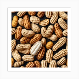 Peanuts On A Black Background 5 Art Print